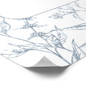 Klassieke blauwe bloemen bruiloft zitgrafiek poster (Hoek)