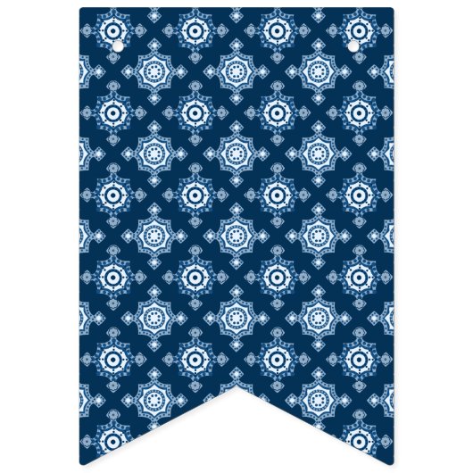 Klassieke blauwe boho-bloempatronen | Mooi Vlaggetjes (Derde vlag)