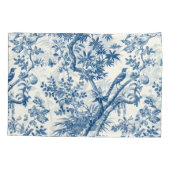 Klassieke Blauwe Botanische Elegantie Kussensloop (Achterkant-Links)