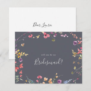 Klassieke blauwe bridesmaïde Kaart Notitiekaartje