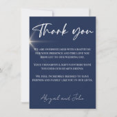 Klassieke blauwe bruiloft bedankkaart (Voorkant)