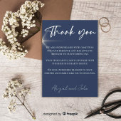 Klassieke blauwe bruiloft bedankkaart