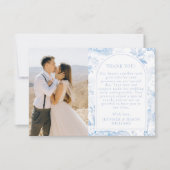 Klassieke Blauwe Chinoiserie porselein Trouwfoto Bedankkaart (Voorkant)