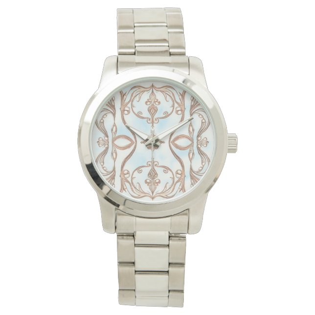 Klassieke Blauwe Design Art, Vrouwen eWatch Horloge (Voorkant)