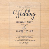 Klassieke Blauwe Elegante Huwelijk Acryl Uitnodigingen (Voorkant)