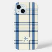 Klassieke Blauwe en Crème Plaid Telefoonhoes Case-Mate iPhone Case (Achterkant)