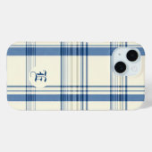 Klassieke Blauwe en Crème Plaid Telefoonhoes Case-Mate iPhone Case (Achterkant (horizontaal))