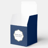 Klassieke blauwe en gouden bruiloft bedankdoosjes (Geopend)