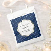 Klassieke blauwe en gouden bruiloft bedankzakje (Geknipt)