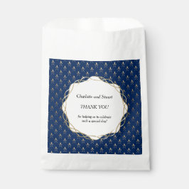 Klassieke blauwe en gouden bruiloft bedankzakje