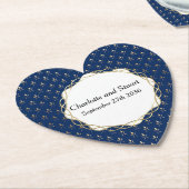 Klassieke blauwe en gouden bruiloft kartonnen onderzetters (Gekanteld)