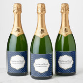 Klassieke blauwe en gouden bruiloft sparkling wijnetiket (Flessen)