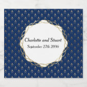 Klassieke blauwe en gouden bruiloft sparkling wijnetiket (Enkel label)