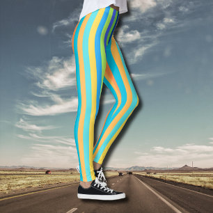  Klassieke blauwe en Oranje regenboogstrips Leggings