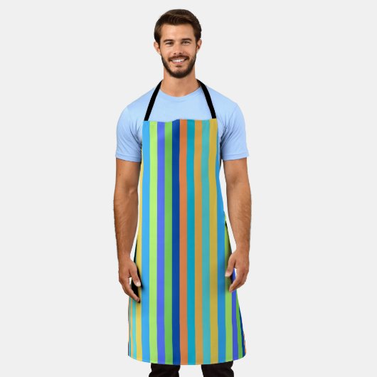  Klassieke blauwe en Oranje regenboogstrips Schort (Gedragen)