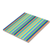 Klassieke blauwe en Oranje regenboogstrips Tegeltje (Zijkant)