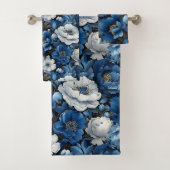 Klassieke blauwe en witte bloem badhanddoek bad handdoek (Insitu)