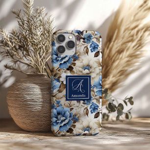 Klassieke blauwe en witte bloemen iPhone hoesje om