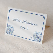 Klassieke blauwe en witte bruiloft kaart