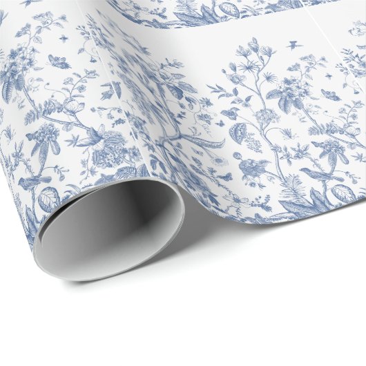 Klassieke Blauwe en Witte Chinoiserie Cadeaupapier (Rol Hoek)