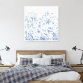 Klassieke Blauwe en Witte Chinoiserie Canvas Afdruk (Insitu (Slaapkamer))