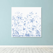 Klassieke Blauwe en Witte Chinoiserie Canvas Afdruk (Insitu (Houten vloer))