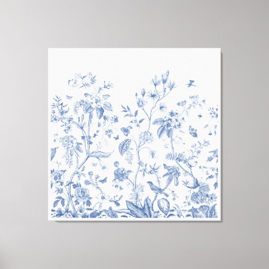 Klassieke Blauwe en Witte Chinoiserie Canvas Afdruk (Voorkant)