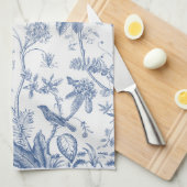 Klassieke Blauwe en Witte Chinoiserie Theedoek (Quarter Fold)