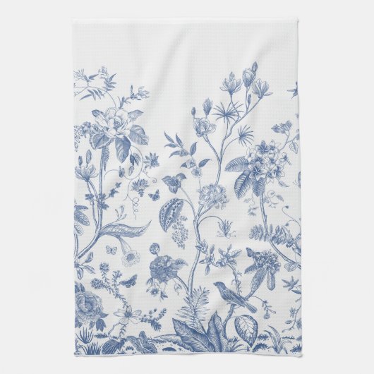 Klassieke Blauwe en Witte Chinoiserie Theedoek (Verticaal)