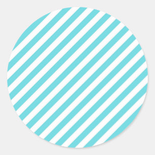 Klassieke blauwe en witte diagonale strepen ronde sticker