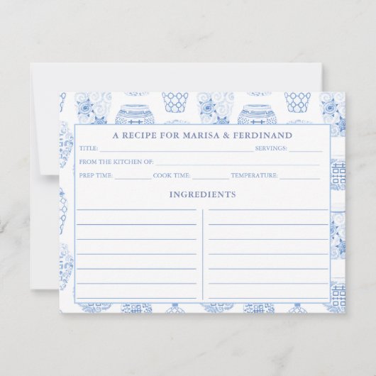 Klassieke blauwe en witte gemberspar-kaart kaart (Voorkant)