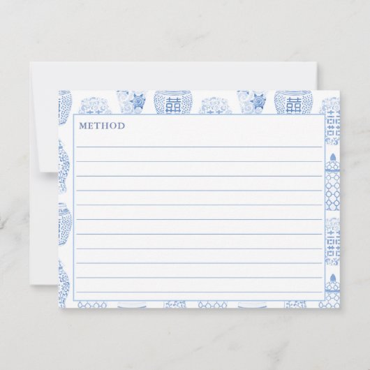 Klassieke blauwe en witte gemberspar-kaart kaart (Achterkant)