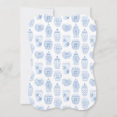 Klassieke Blauwe en Witte Keukenpartij Vrijgezelle Kaart (Achterkant)