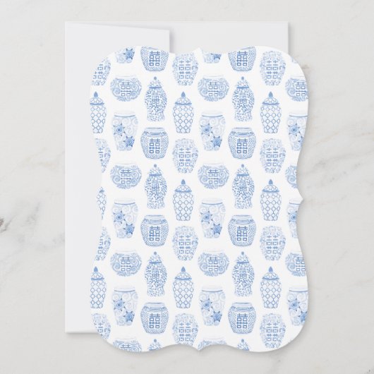 Klassieke Blauwe en Witte Keukenpartij Vrijgezelle Kaart (Achterkant)