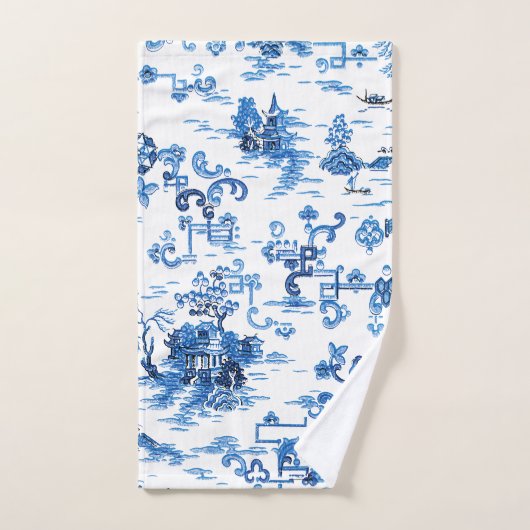 Klassieke Blauwe en Witte Pagoda Chinoiserie Bad Handdoek (Handdoek)