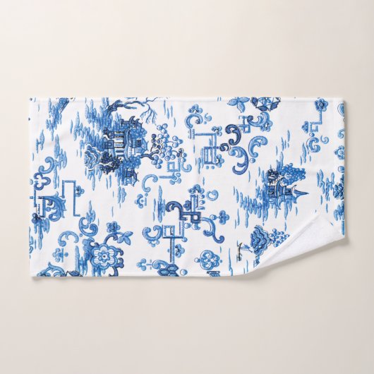 Klassieke Blauwe en Witte  Pagoda Chinoiserie Bad Handdoek (Handdoek)