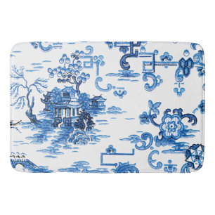 Klassieke Blauwe en Witte  Pagoda Chinoiserie Badmat