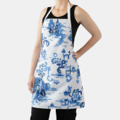 Klassieke Blauwe en Witte  Pagoda Chinoiserie Schort (Insitu)