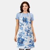 Klassieke Blauwe en Witte  Pagoda Chinoiserie Schort (Gedragen)