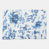 Klassieke Blauwe en Witte  Pagoda Chinoiserie Theedoek (Horizontaal)