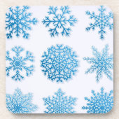 Klassieke blauwe en witte sneeuwvlokken kerst bier onderzetter (Voorkant)