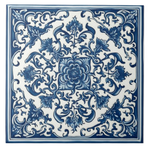 Klassieke blauwe en witte Tegel, Floral, Chinese k Tegeltje