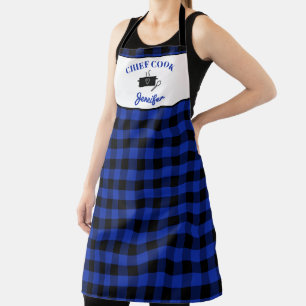 Klassieke blauwe en zwarte Buffalo Plaid Cook Schort