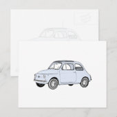 Klassieke blauwe fiat 500 Topolino potlood Tekenin Briefkaart (Voorkant / Achterkant)