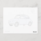 Klassieke blauwe fiat 500 Topolino potlood Tekenin Briefkaart (Achterkant)