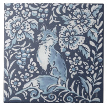 Klassieke Blauwe Fox Forest Floral Art