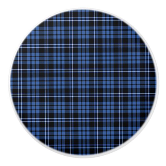 Klassieke Blauwe geruite Tartan Patroon Keramische Keramische Knop (Voorkant)