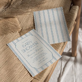 Klassieke blauwe gestreepte babyshower uitnodiging