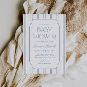 Klassieke blauwe gestreepte babyshower uitnodiging