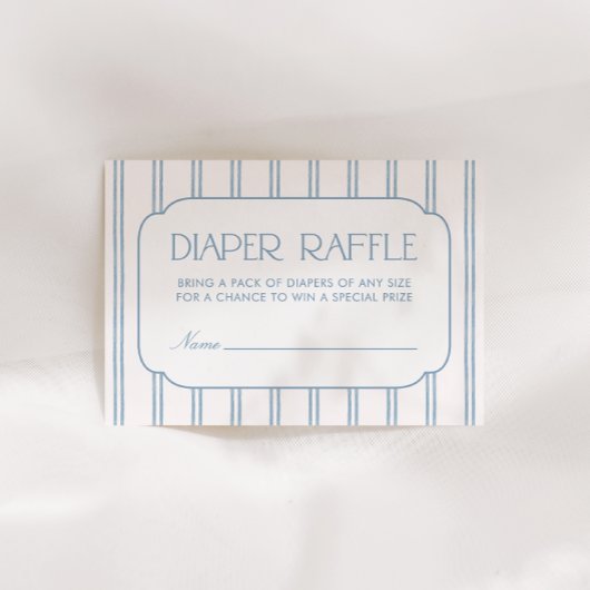 Klassieke blauwe gestreepte luierraffle informatiekaartje